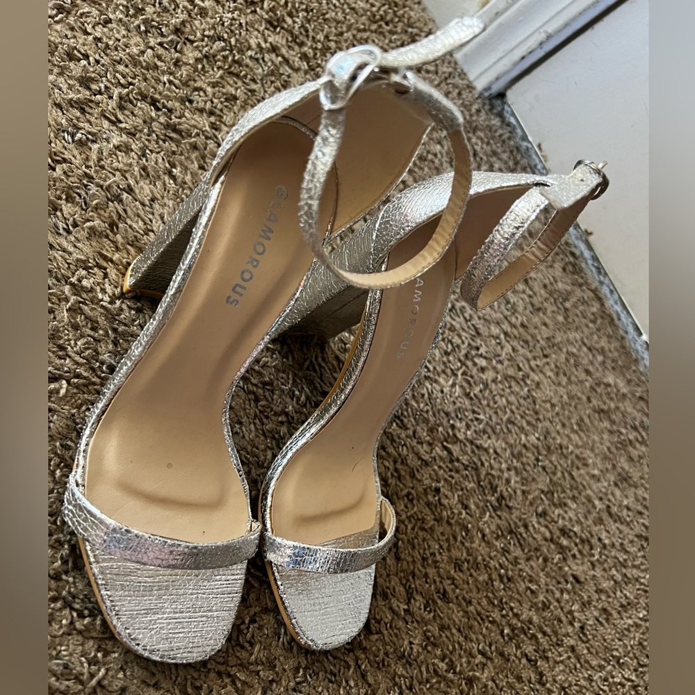 Metallic Open Toe Heels